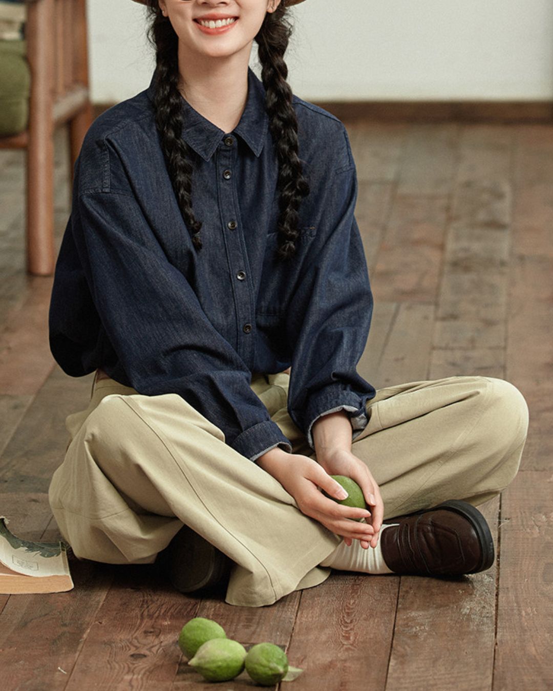 Casual Navy Denim Shirt　LS041