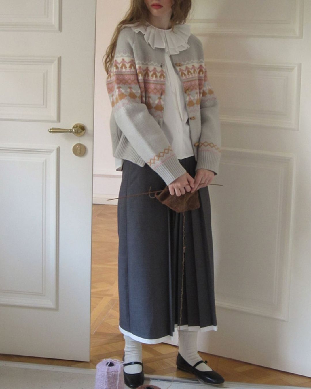 Fair Isle Retro Knit Cardigan　KN039