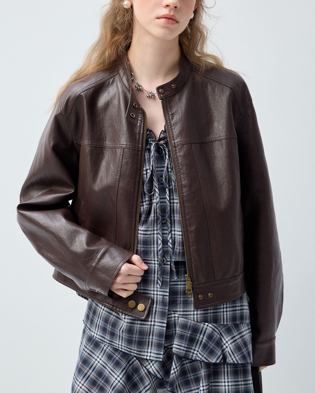 Vintage Short Leather Jacket　JK083