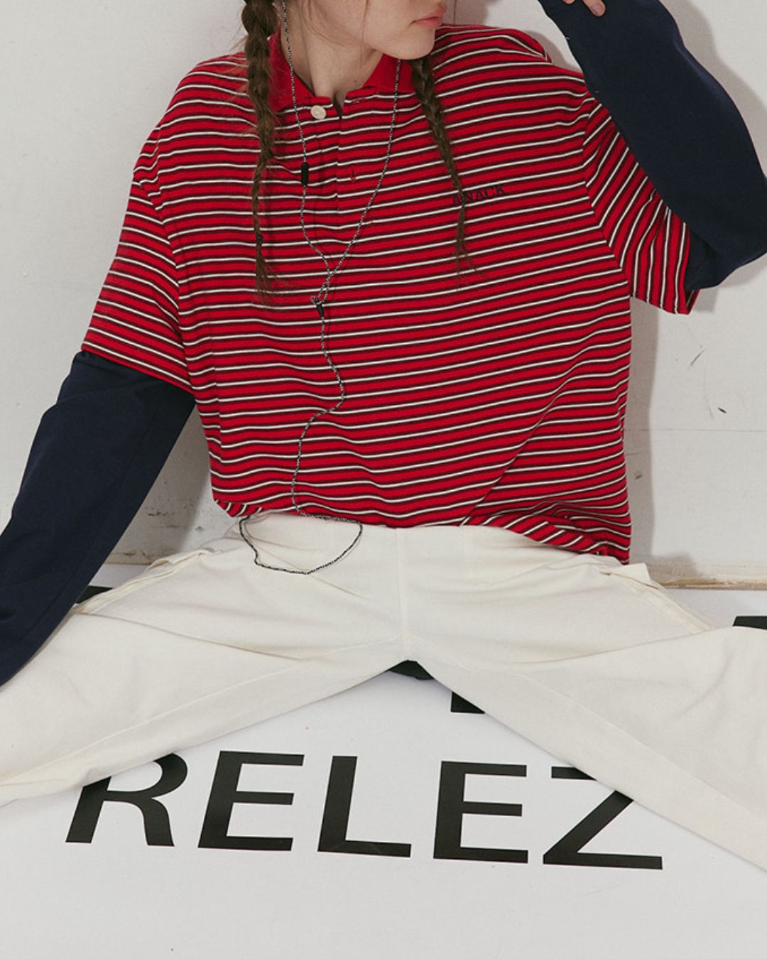 Fake Layered Border Polo Shirt　PS002