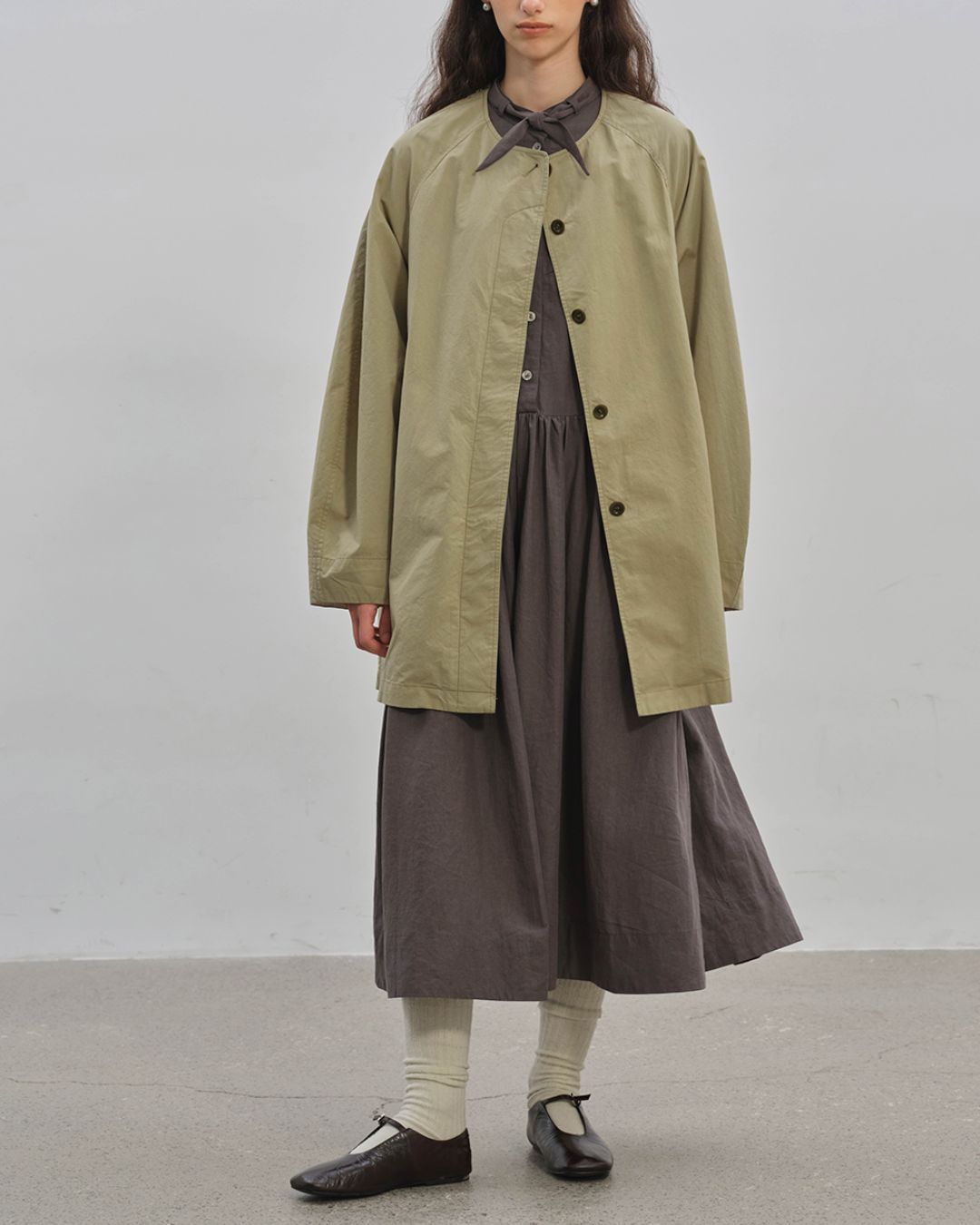 Gathered Long Shirt Dress　OP003