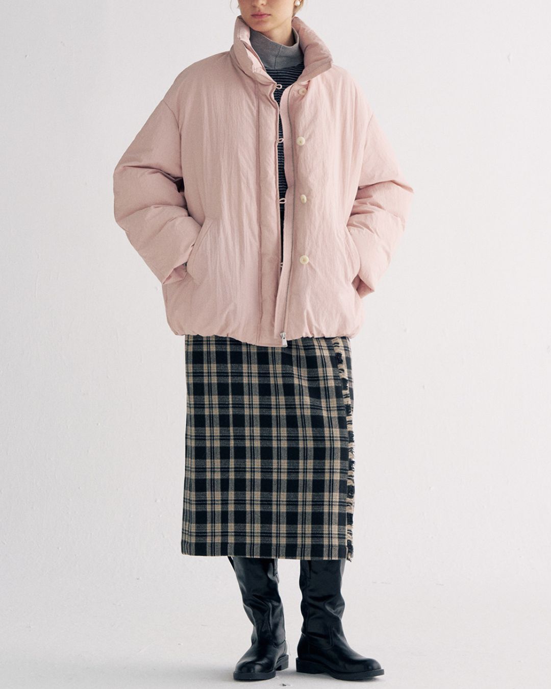 White Duck Down Gathered Jacket　JK079