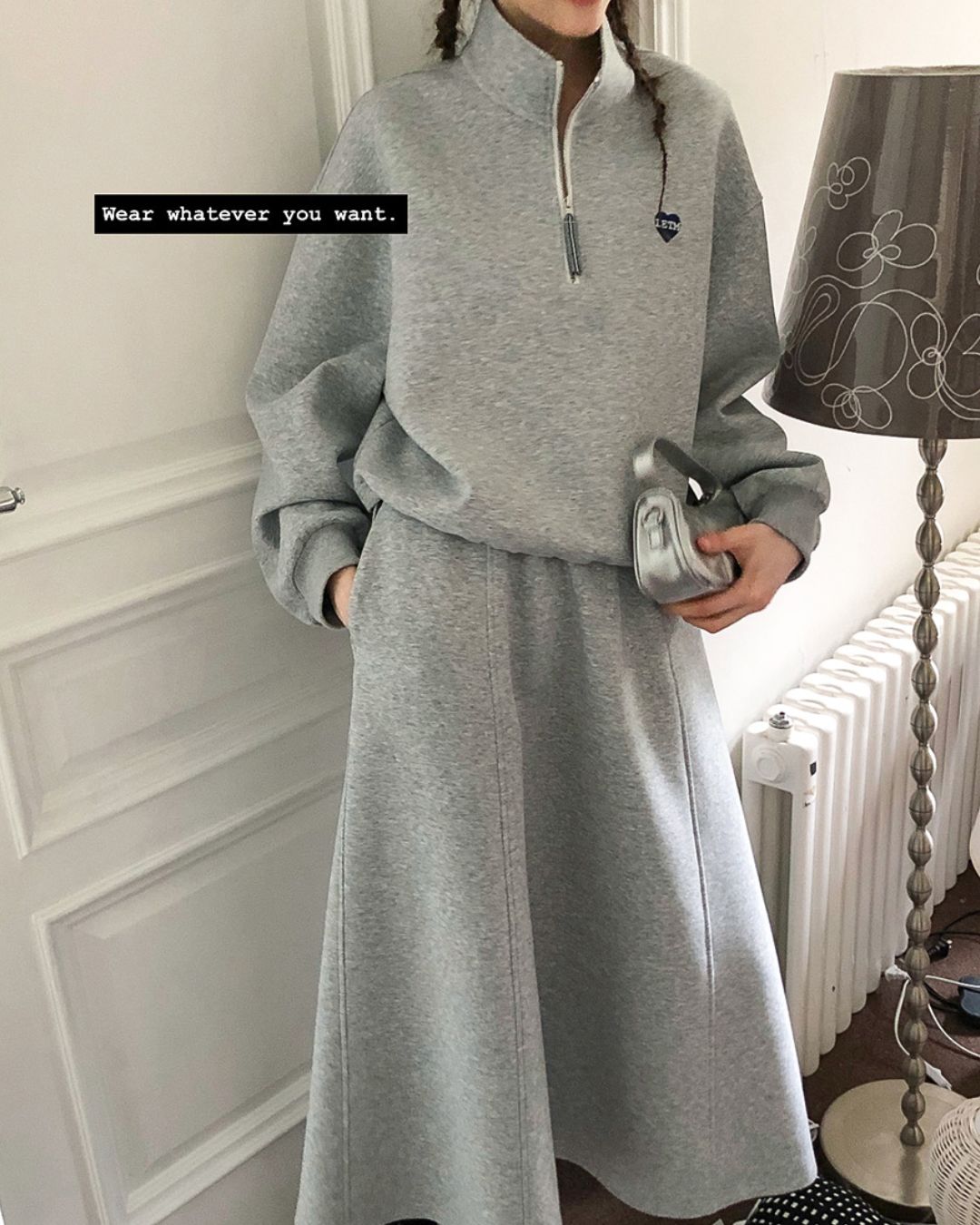 Heart Half-zip Sweat & Skirt　SW004