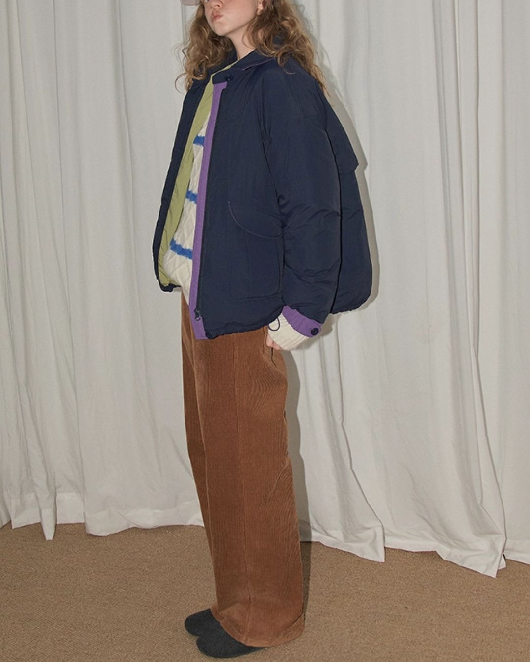 Contrast Color Retro Down Jacket　JK048