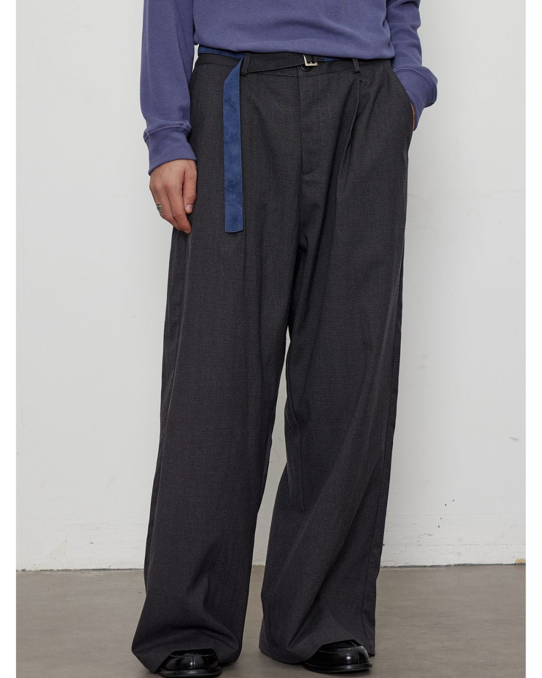 Houndstooth Draped Wide Pants　PT020