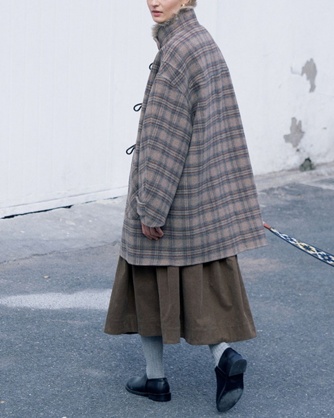 Stand Collar Duffle Check Coat　CT031