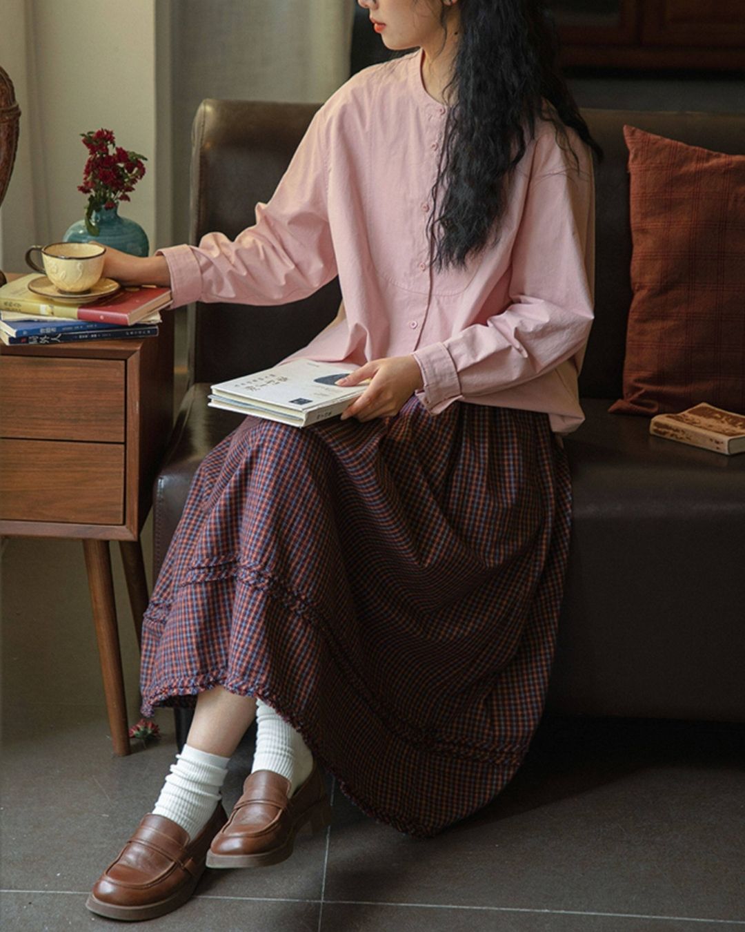 Band Collar Loose Shirt　LS057