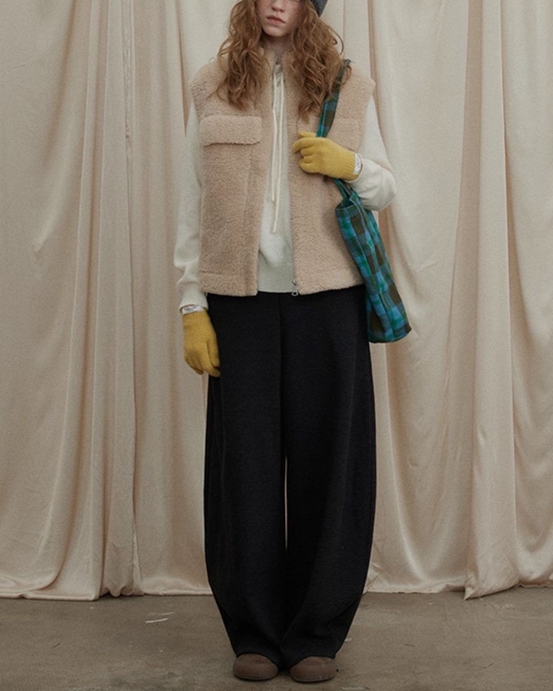 Color Block Curved Straight Pants　PT025