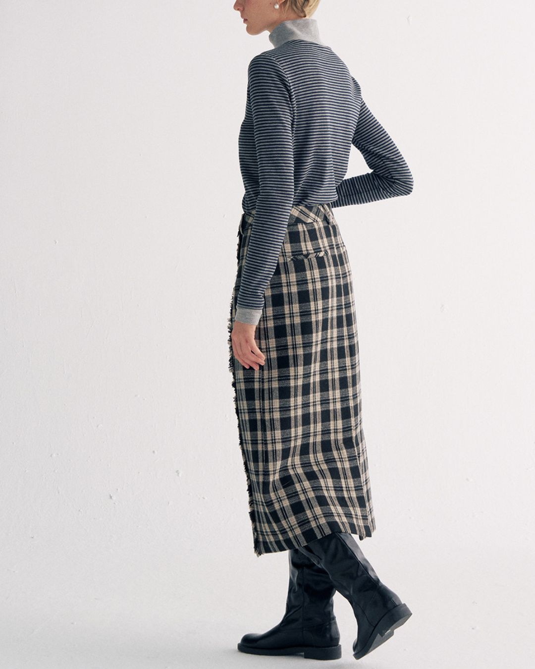 Check Wrap Midi Skirt　SK016