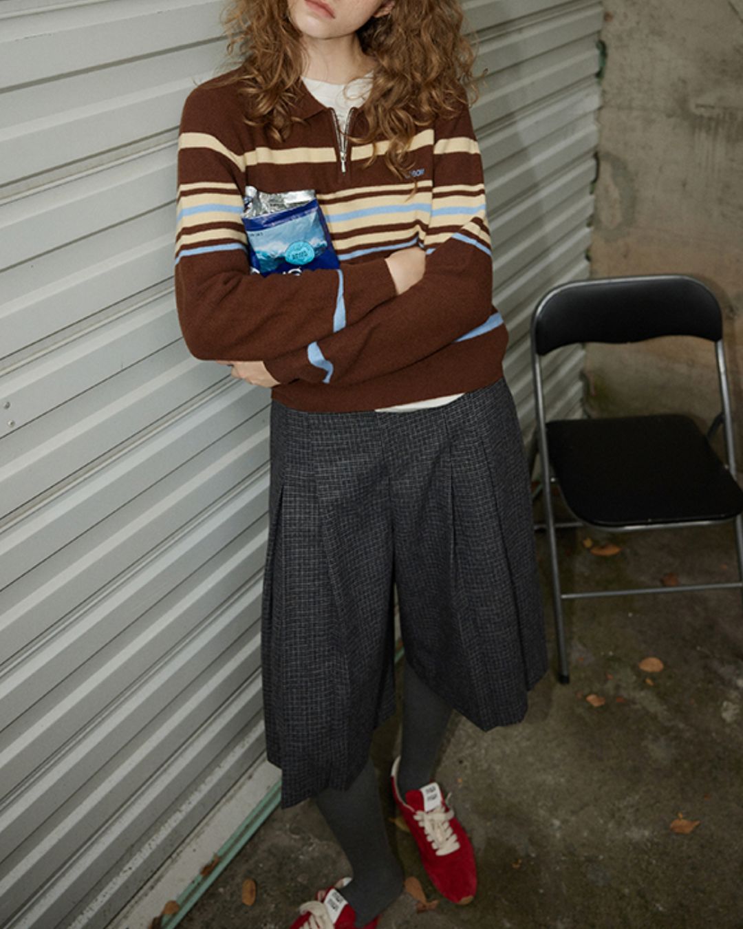 Multi-border Half-zip Polo Collar Knit　KN052