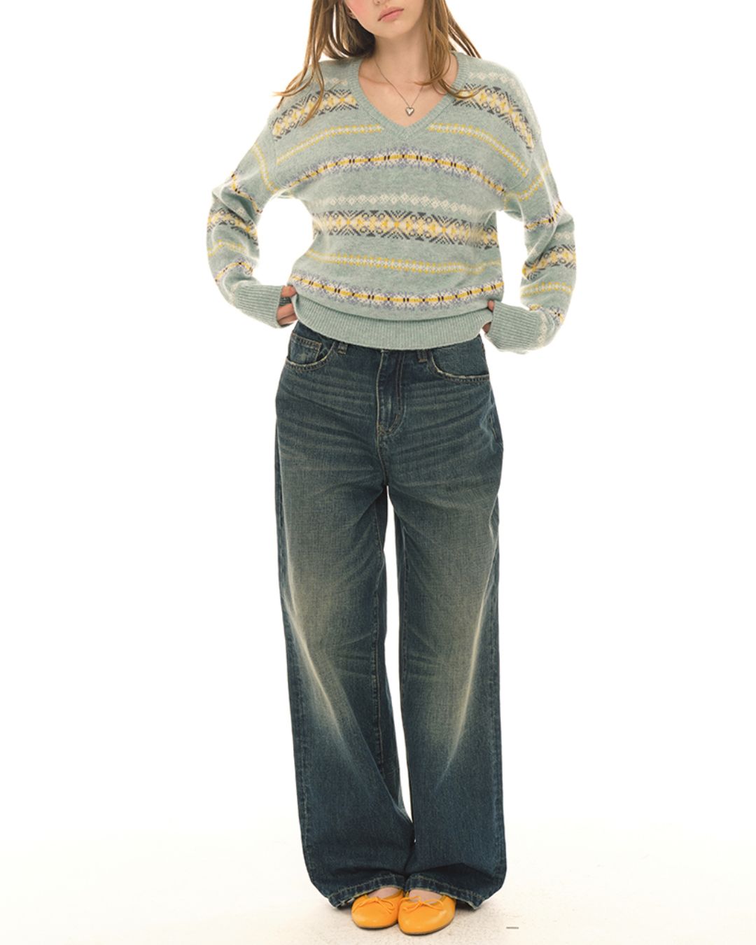 Washed Wide Straight Jeans　DP006