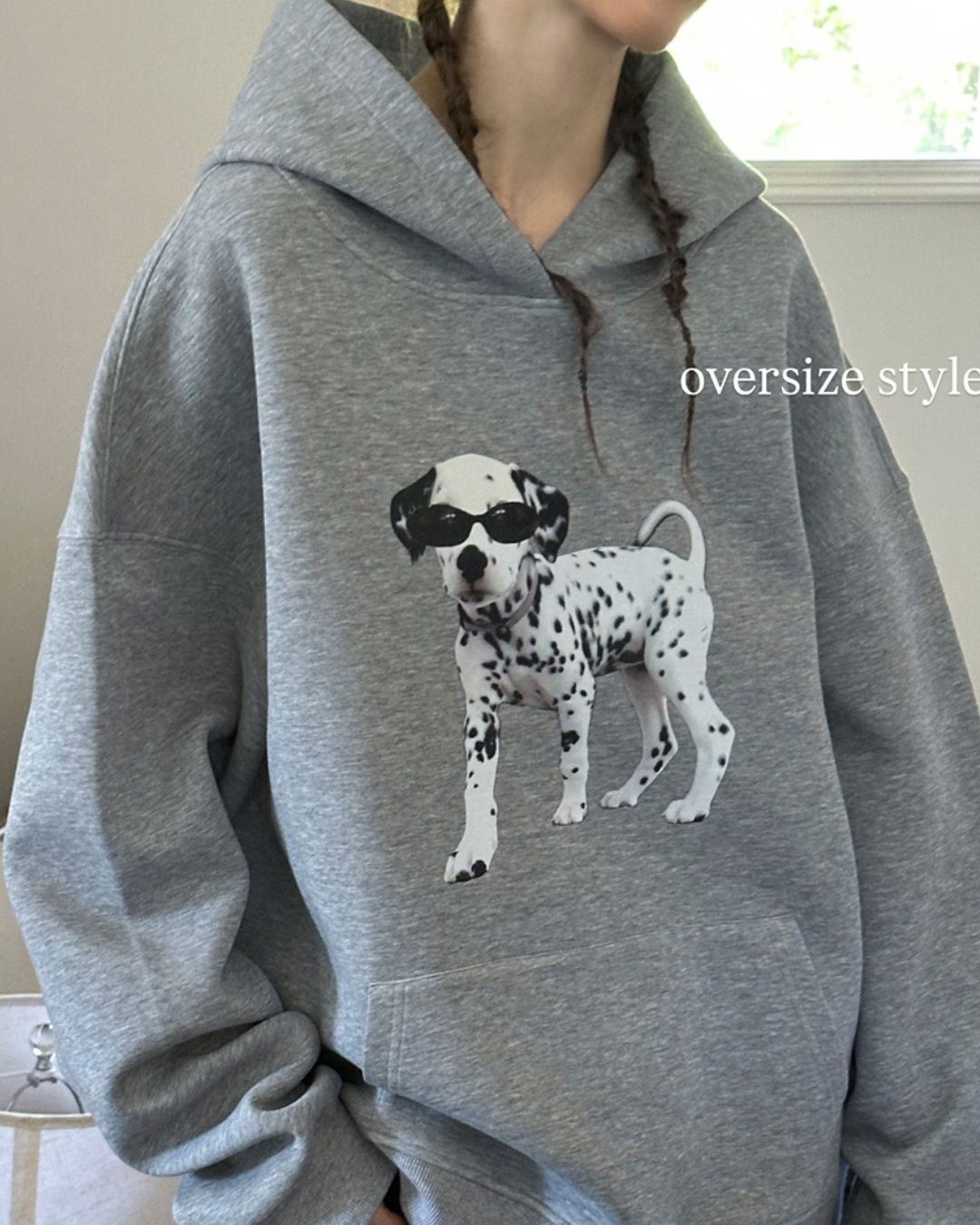 Dalmatian Print Oversized Hoodie　HD002