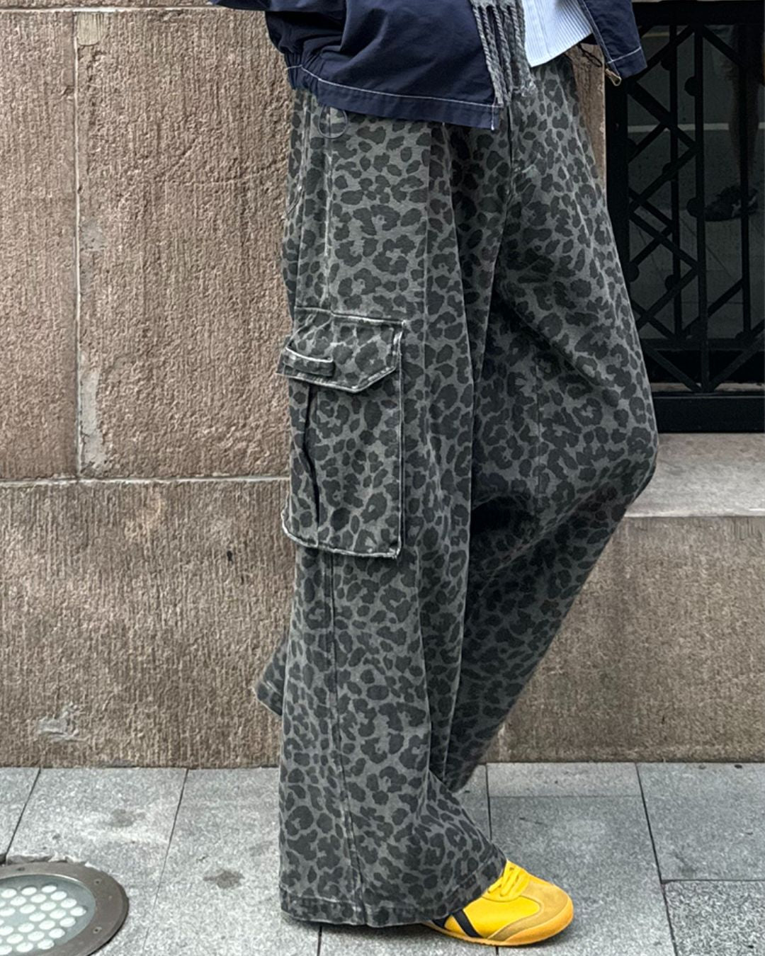 Leopard Print Cargo Denim Pants　PT008