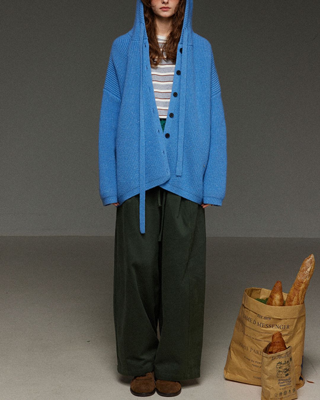 Drawstring Tuck Wide Denim Pants　DP011