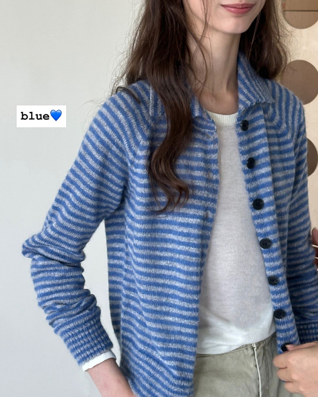 Collared Border Knit Cardigan　KN020