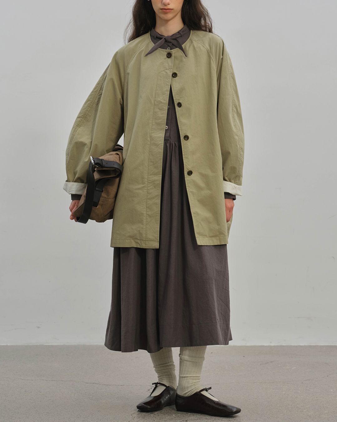 Gathered Long Shirt Dress　OP003