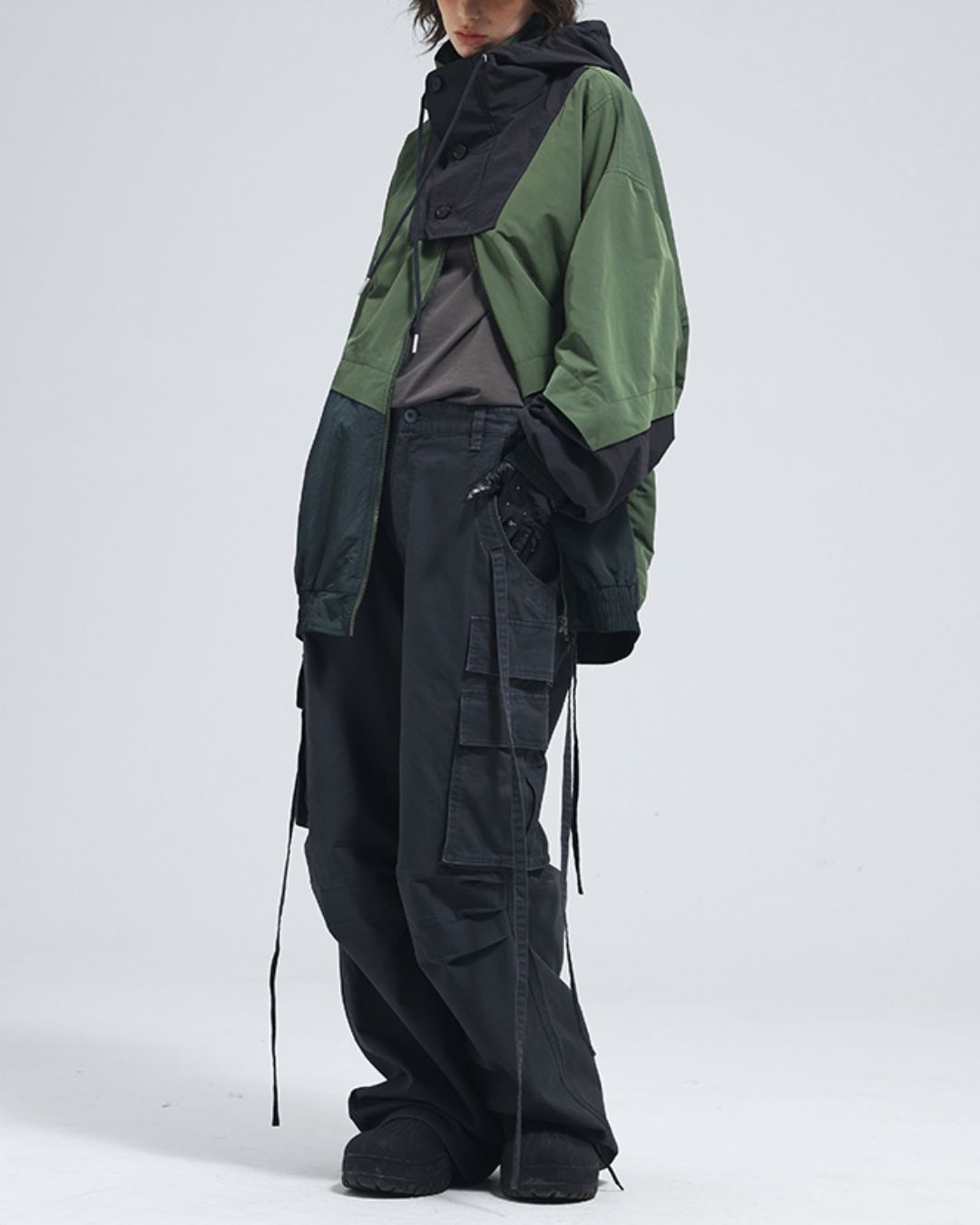 Oversized Colorblock Nylon Jacket　JK072