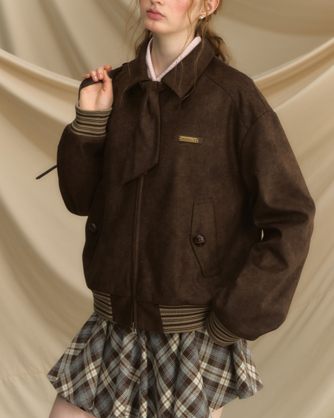 Draped Check Mini Skirt　SK004