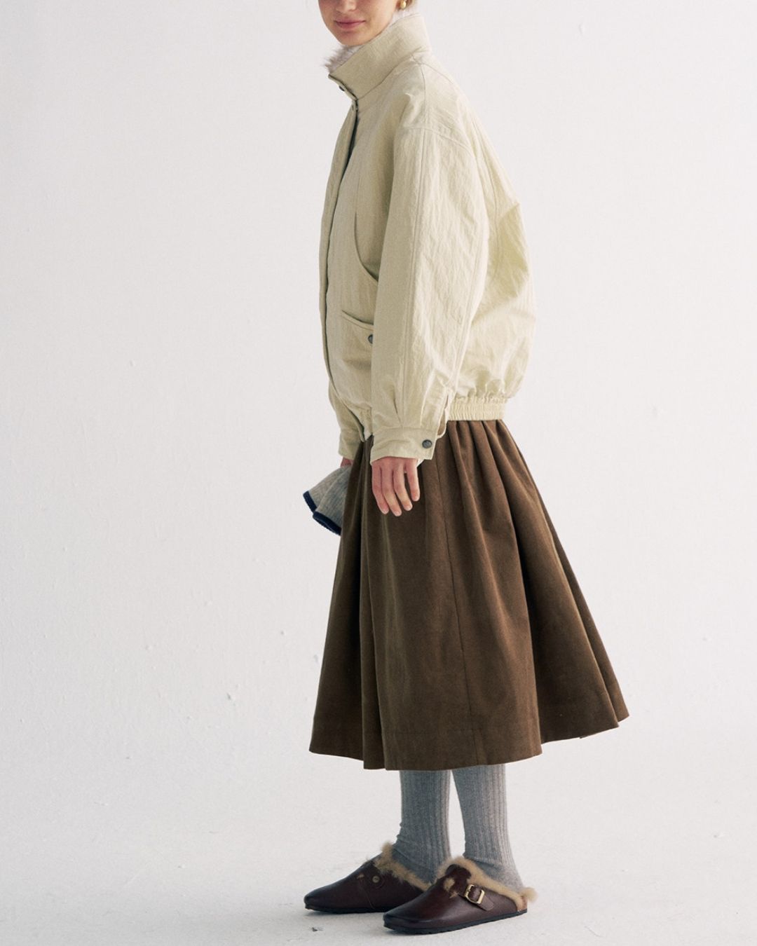 Detachable Fur Collar Quilted Jacket　JK078