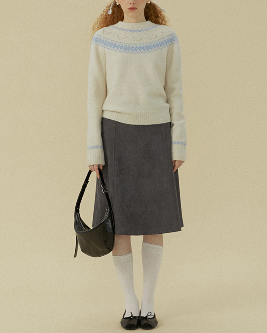 Pom-pom Fair Isle Sweater　KN078
