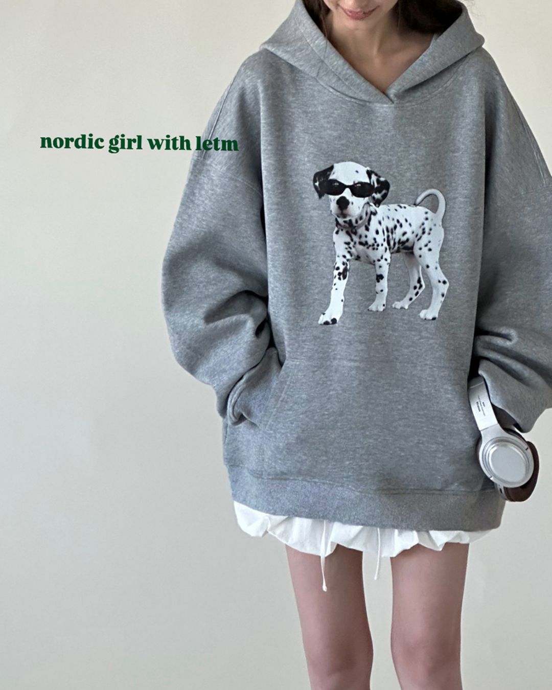 Dalmatian Print Oversized Hoodie　HD002