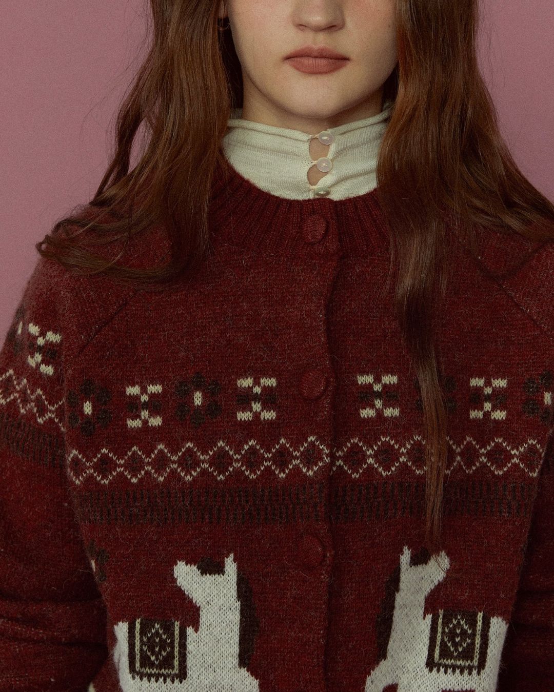 Dancing Pony Fair Isle Knit Cardigan　KN092