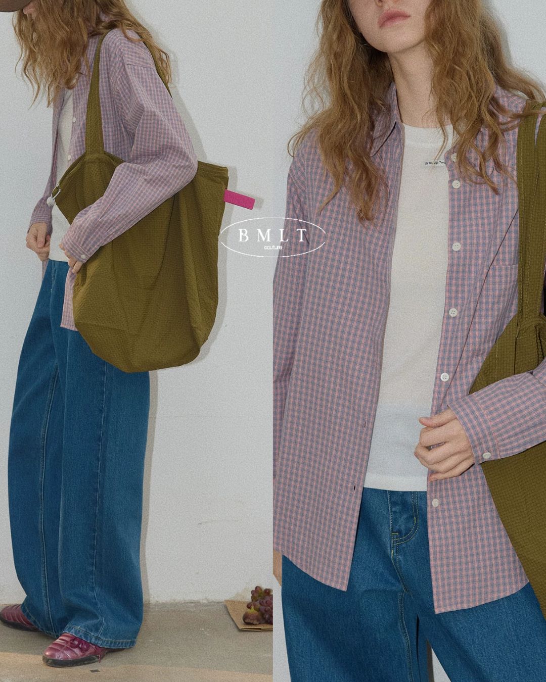 Cotton Pink Check Shirt　LS050