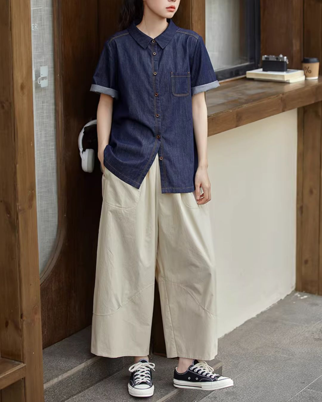 Light Denim Short-sleeved Shirt　SS003