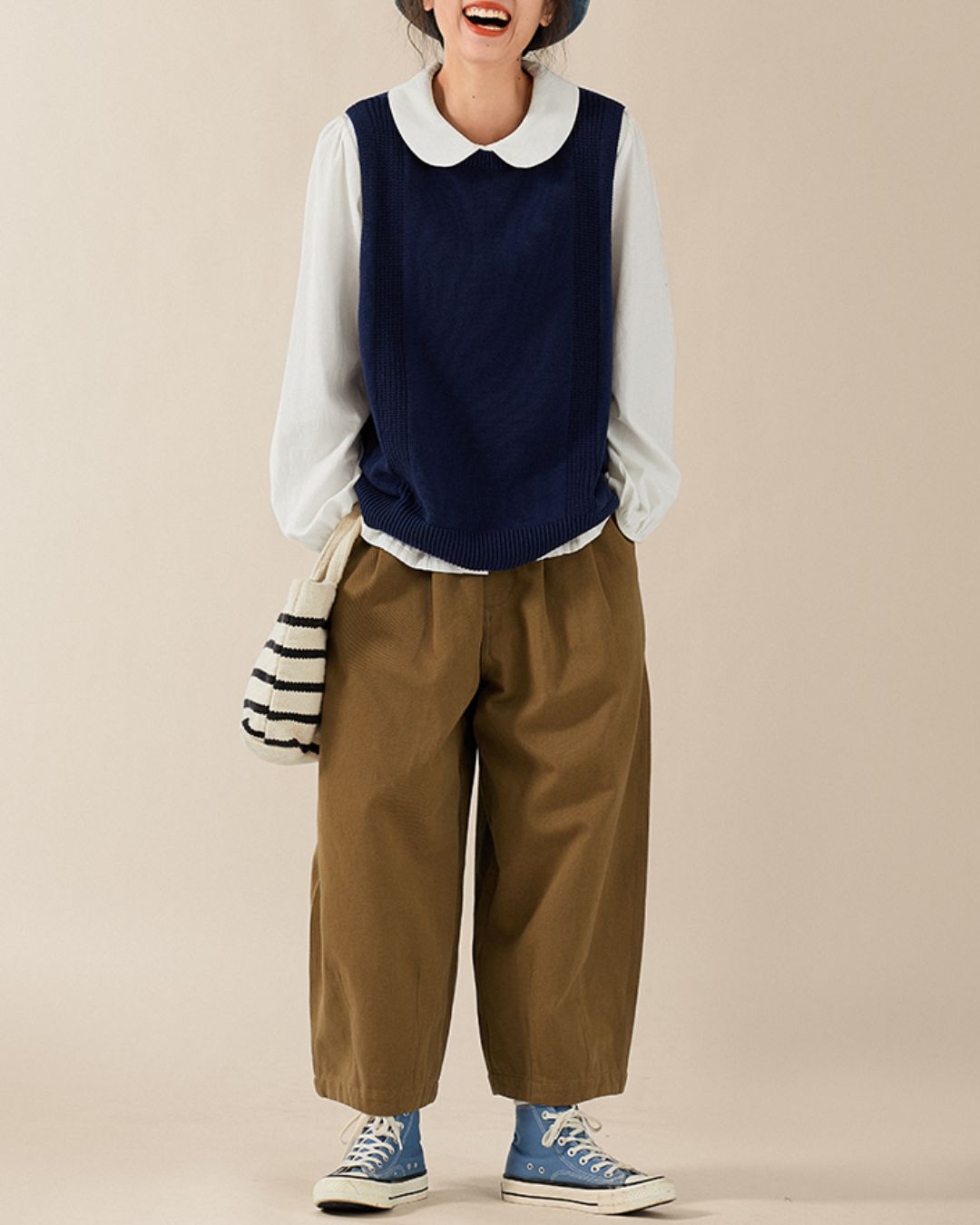 Round-collar Cotton Shirt　LS026