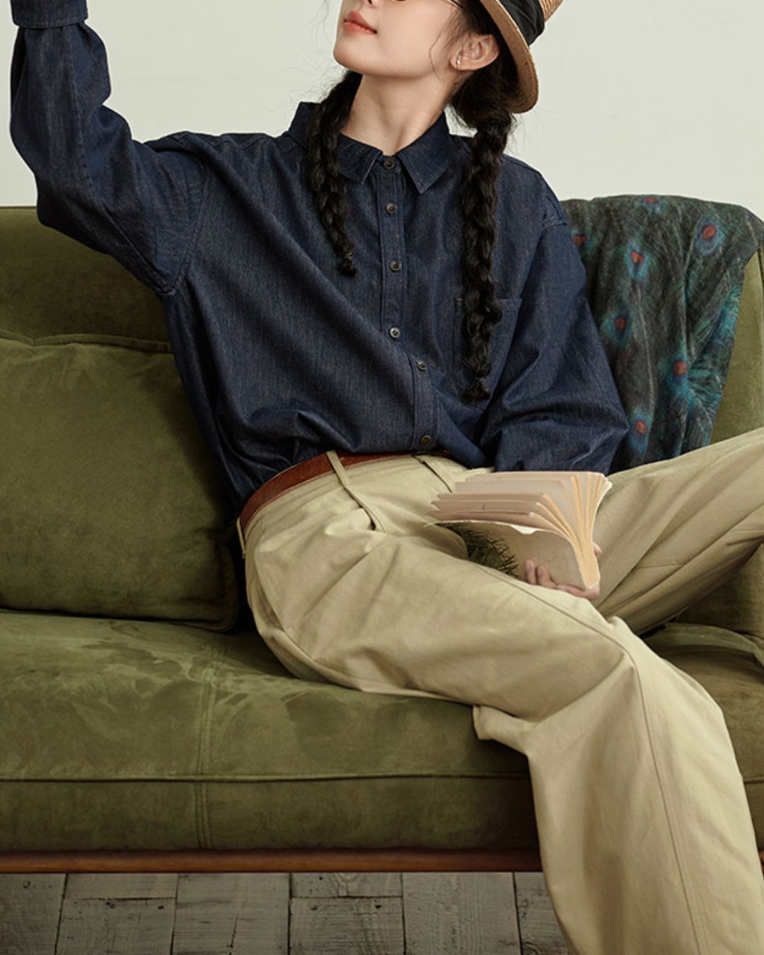 Casual Navy Denim Shirt　LS041