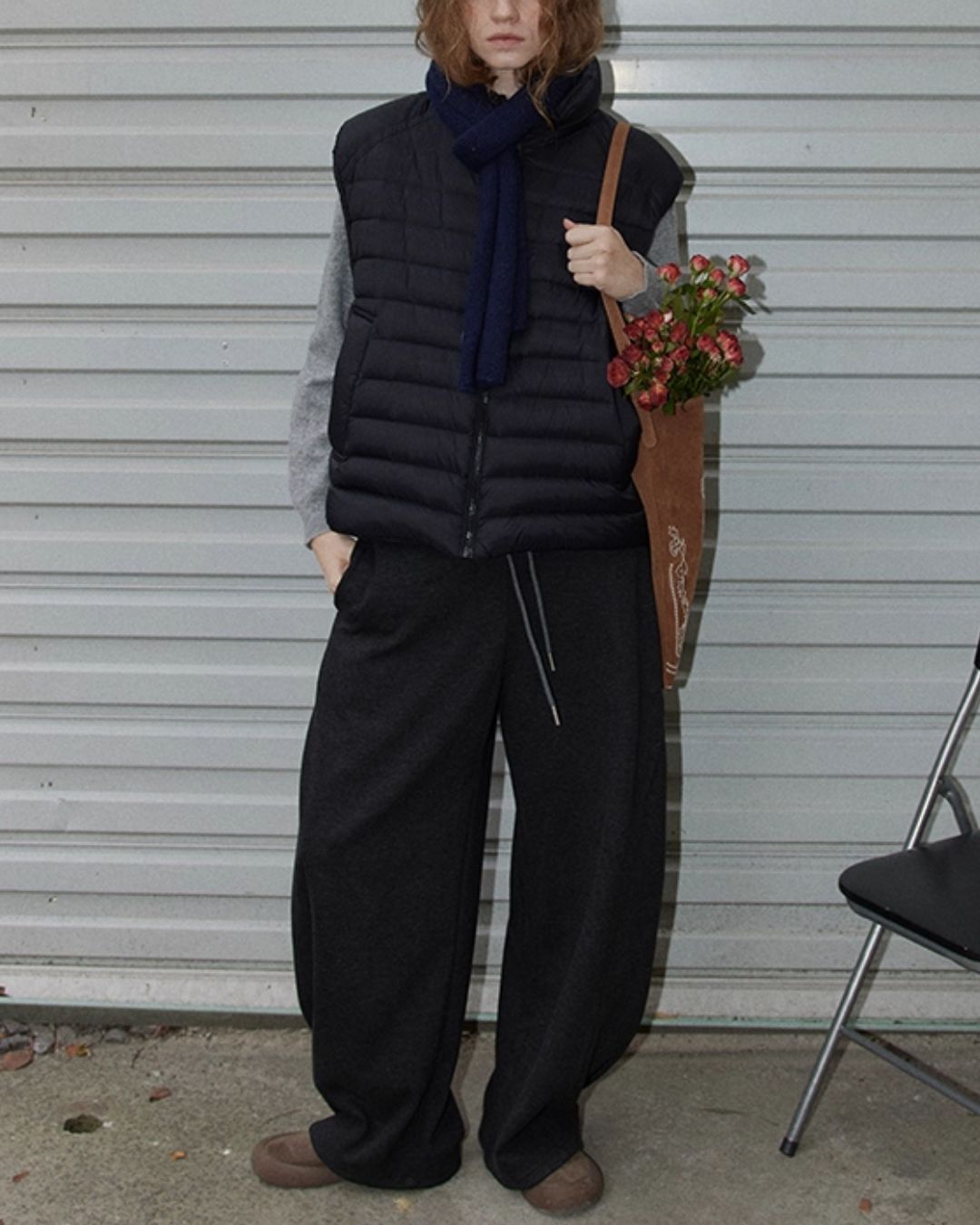 Color Block Curved Straight Pants　PT025