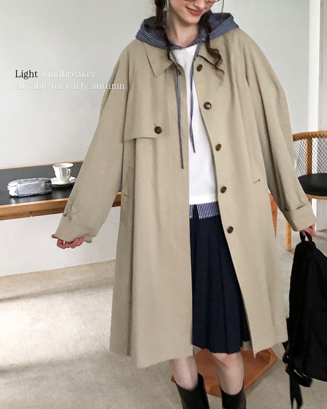 Back Pleated Trench Coat　CT001