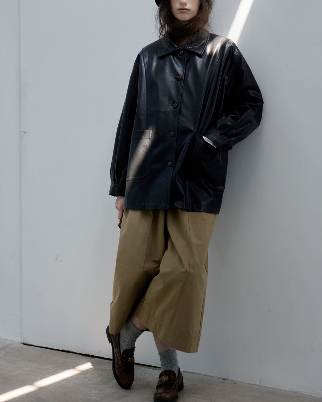 Draped Wide Cropped Pants　PT012