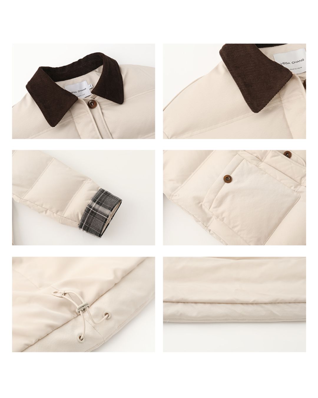 Collared Check Sleeve Down Jacket　JK060