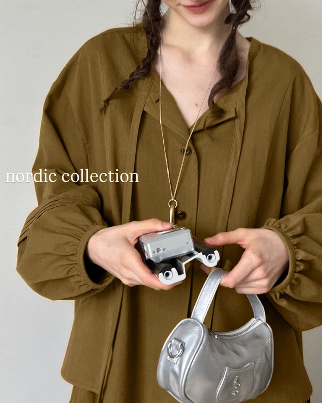 A-line Pleated Shirt ＆ Knee-length Skirt　LS011