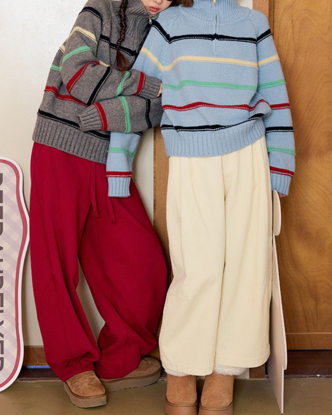 Multi-border Half-zip Knit　KN091