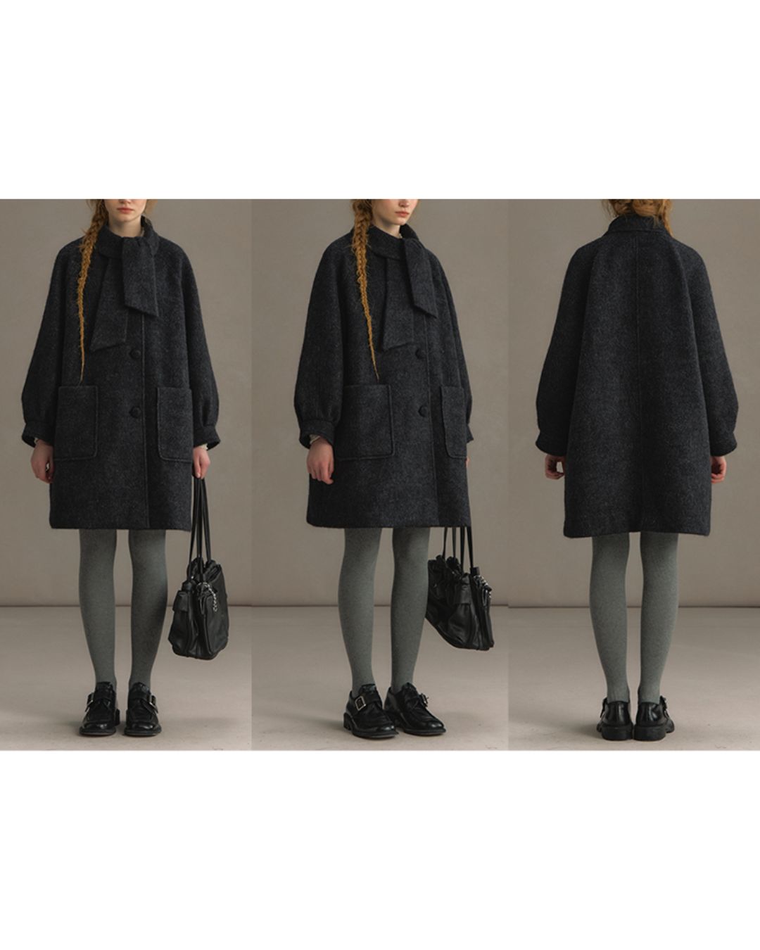Bowtie Collar A-line Coat　CT023