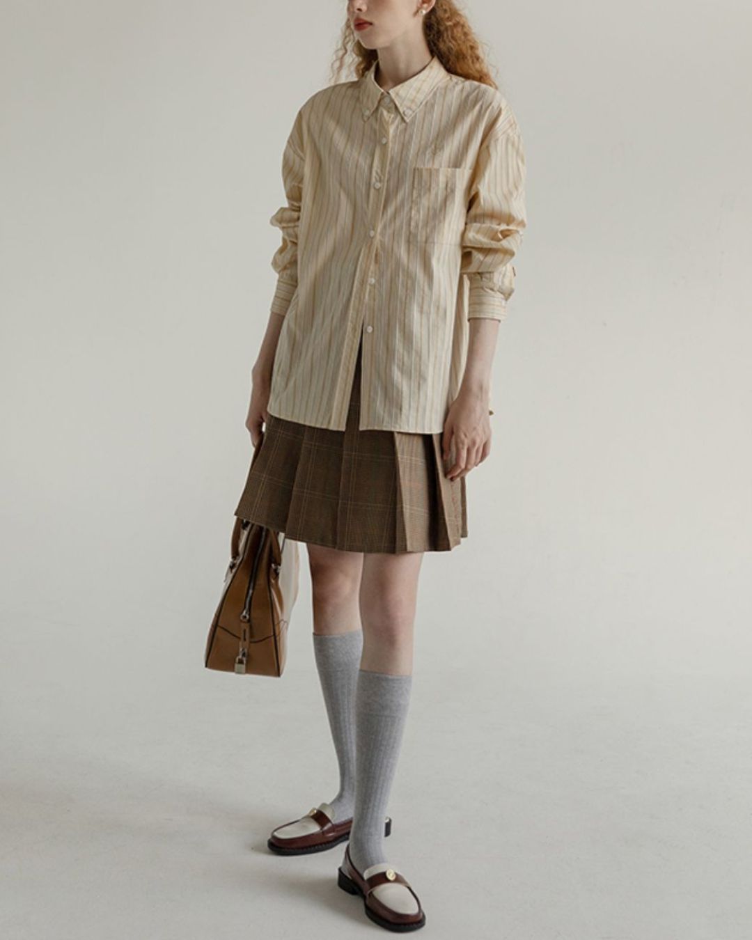 Back Half Button Collar Shirt　LS032