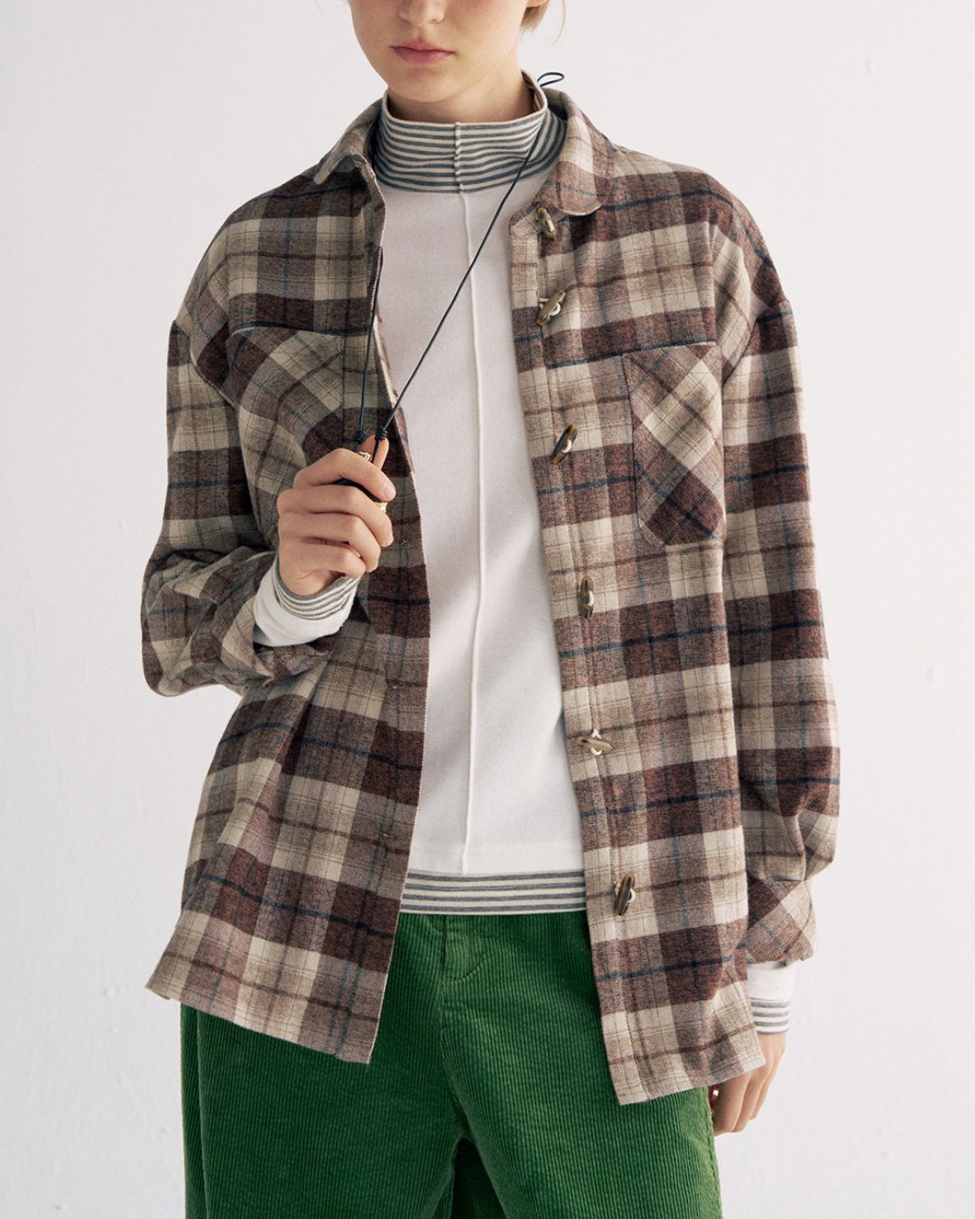 Color Block Faux Layer High Neck Knit　KN083