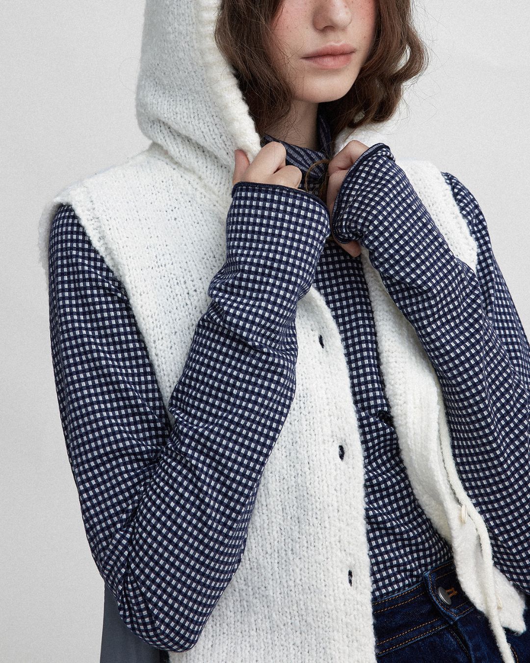 Loop Yarn Hooded Knit Vest　KN025