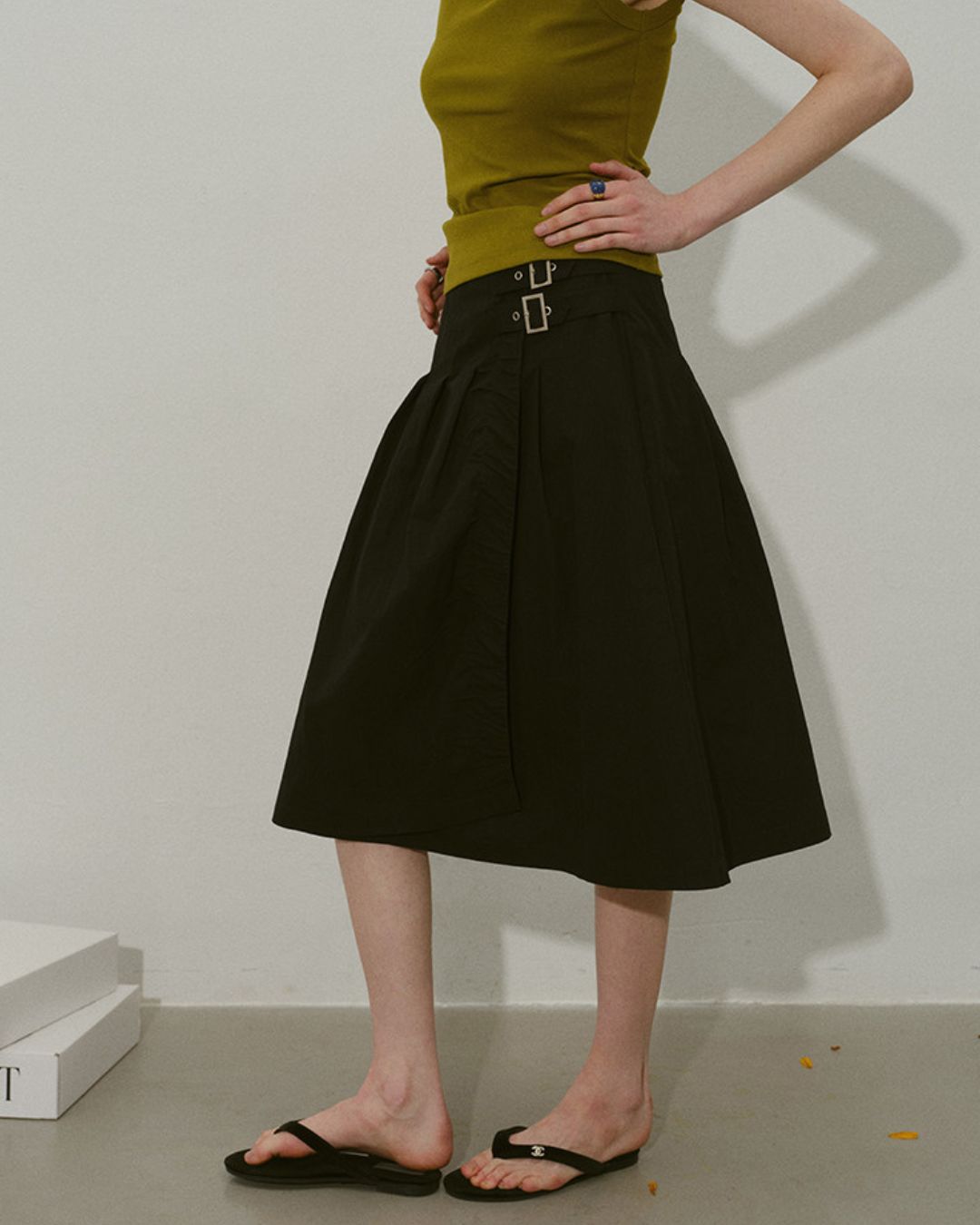 A-line Knee-length Wrap Skirt　SK022