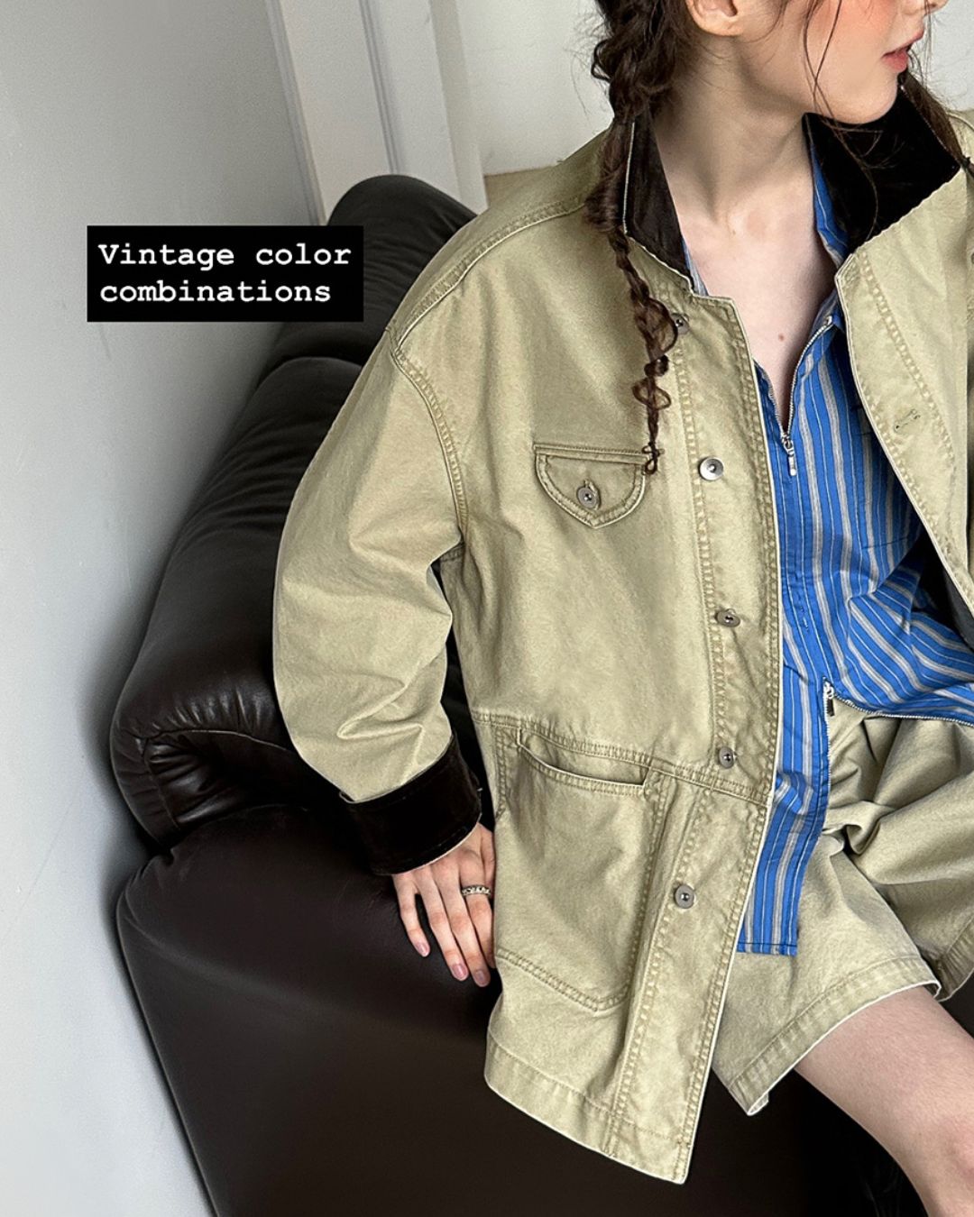 Contrast Color Work Jacket ＆ Shorts　JK015