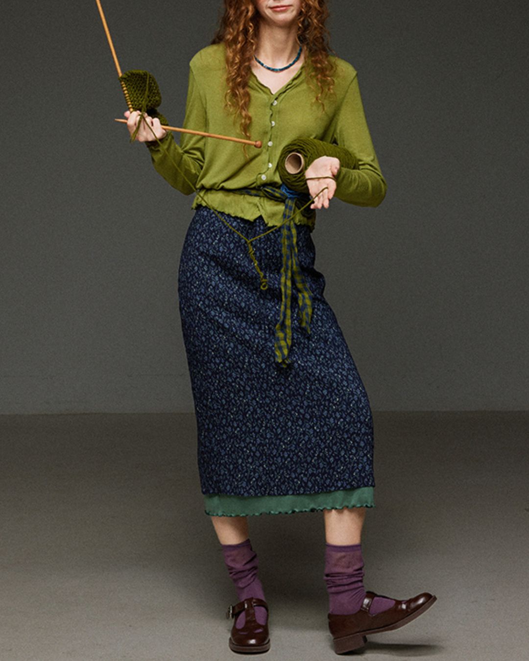 Merrow Frill V-Neck Knit Cardigan　KN032