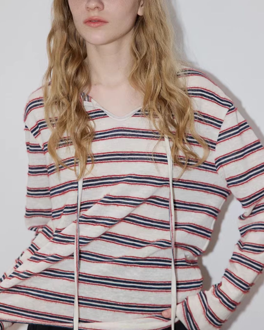 Multi-border Drawstring T-shirt　LT029