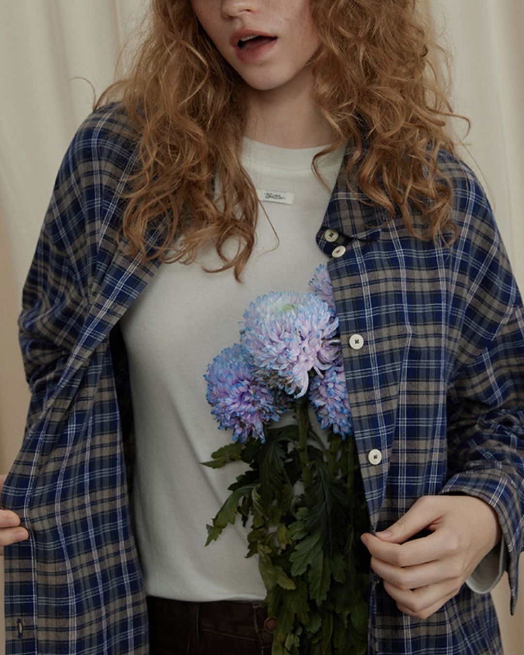 Oversized Checked Cotton Shirt　LS034