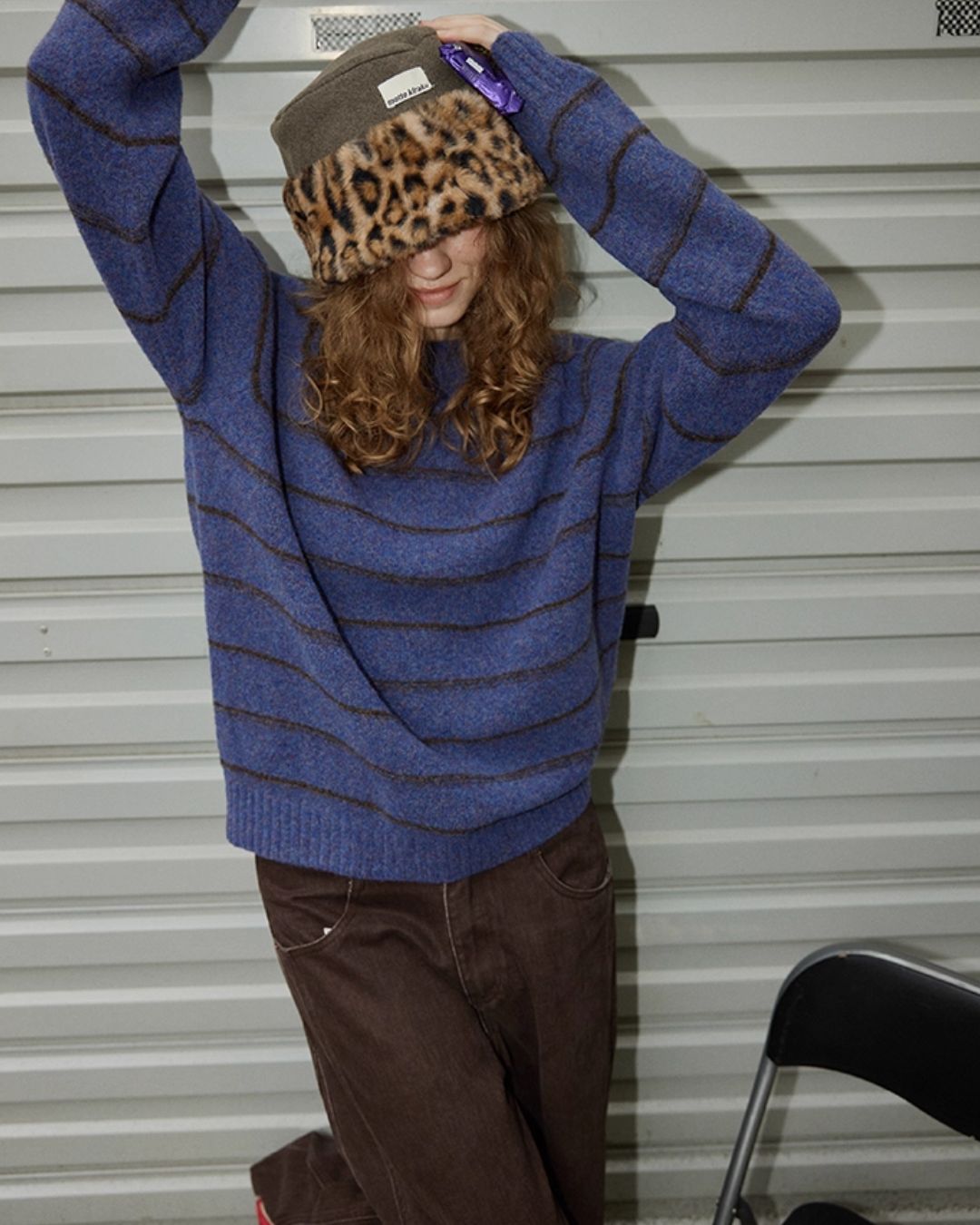 Border Relaxed Sweater　KN042