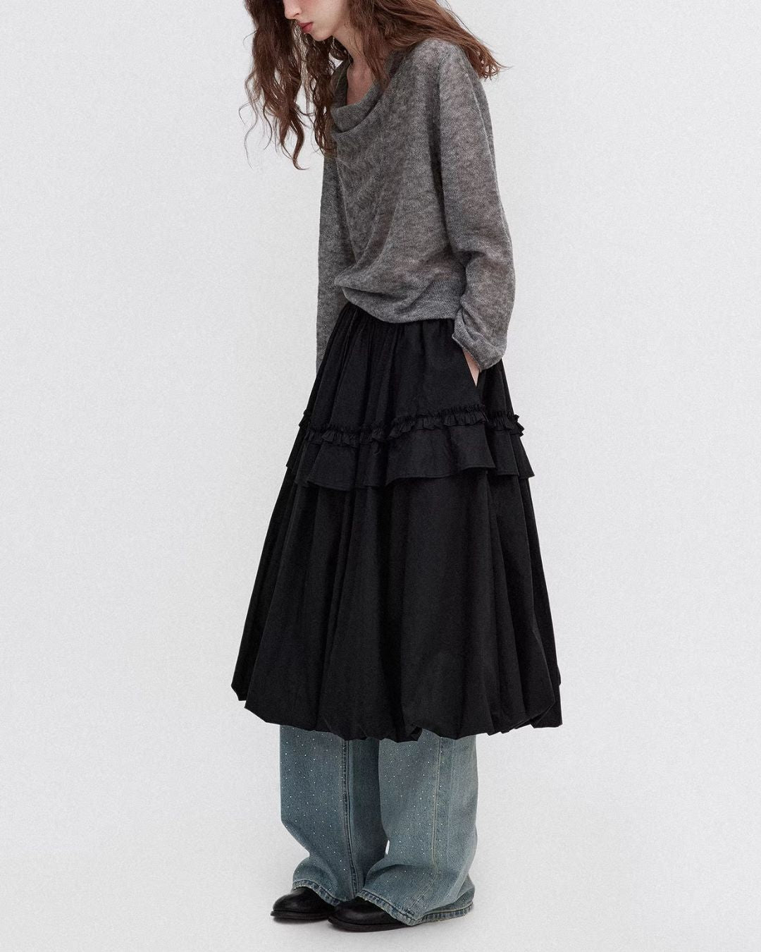 Drape Neck Relaxed Knit　KN117