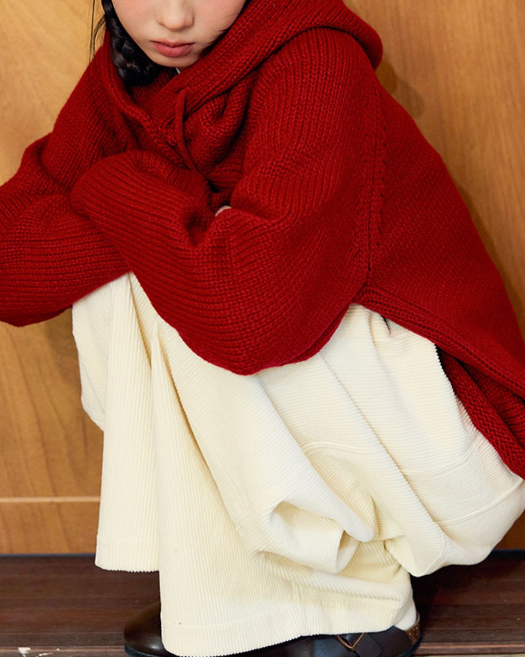 Loose Crew Neck Knit With Balaclava　KN089