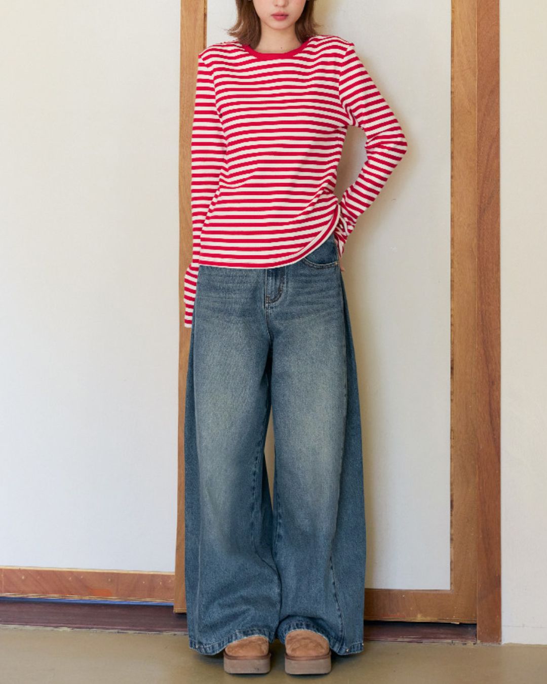 Wide-leg Twist Denim Pants　DP013