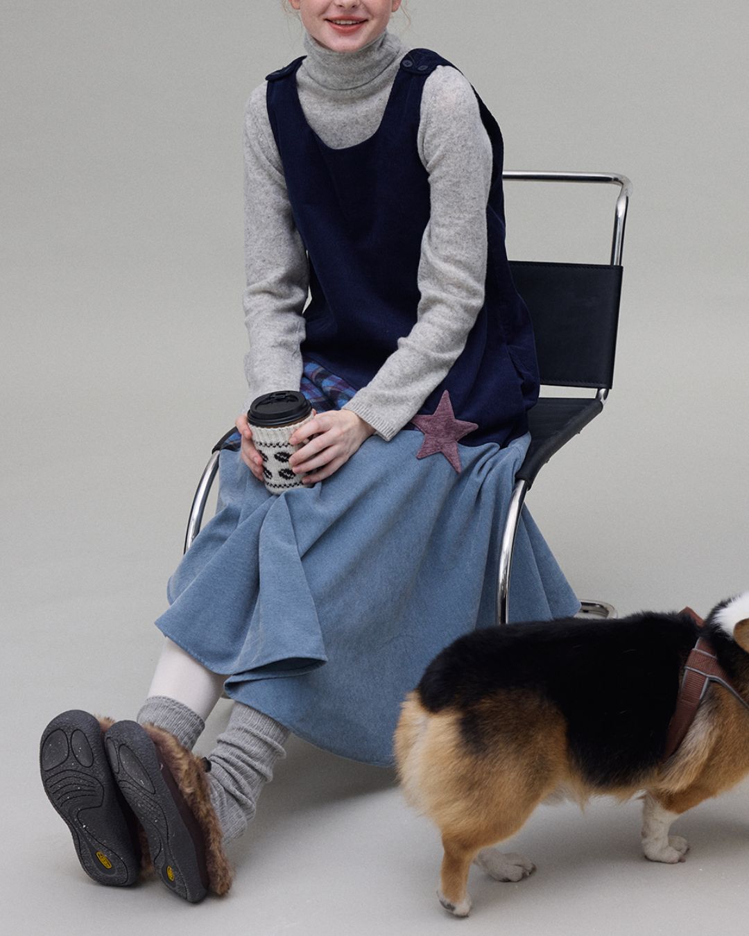 Patchwork Corduroy Dress　OP001